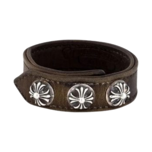Chrome Hearts Brown Leather Studded Wrap Bracelet Chrome Hearts Brown Leather Studded Wrap Bracelet