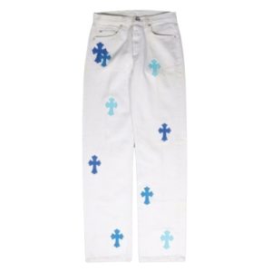 Chrome Hearts Cross Patch Designer Denim Jeans - Black