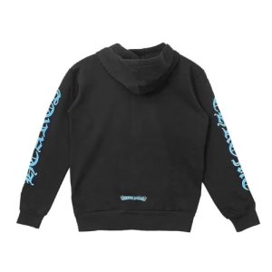 Chrome Hearts Script Zip Up Hoodie in Blue