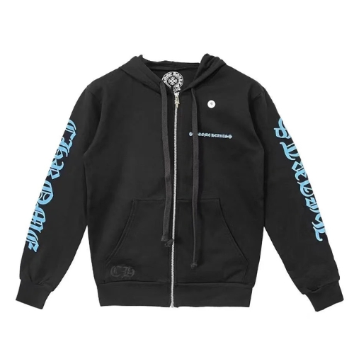 Chrome Hearts Script Zip Up Hoodie in Blue Chrome Hearts Script Zip Up Hoodie in Blue