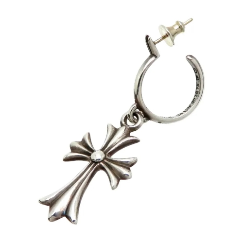 Chrome Hearts Silver Cross Drop Hoop Earring Chrome Hearts Silver Cross Drop Hoop Earring