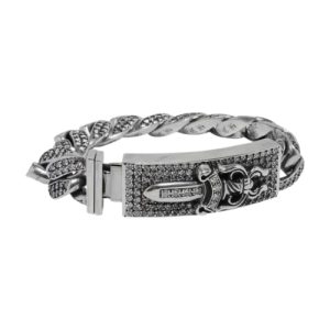 Chrome Hearts Silver Diamond Dagger Bracelet