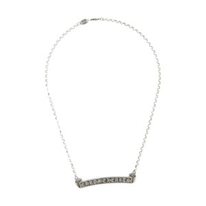 Chrome Hearts Silver Scroll Label Logo Chain Necklace