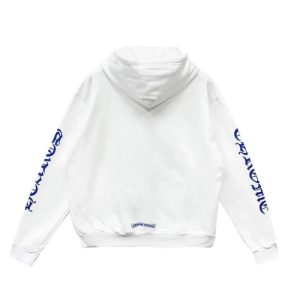 Chrome Hearts Vertical-Logo White Zip Up Hoodie