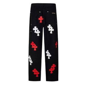 Chrome Hearts White_Red Cross Patch Jeans