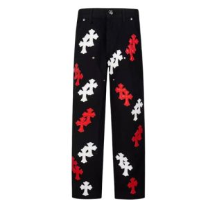 Chrome Hearts White_Red Cross Patch Jeans