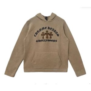 Triple Cross Leather Patch Embroidered Cashmere Hoodie