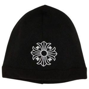 Chrome Hearts Black Cross Motif Beanie Hat