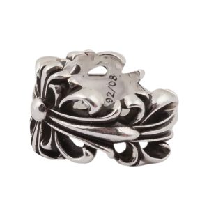 Chrome Hearts Double Cross Floral Silver Ring
