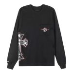 Chrome Hearts Gun N Roses Black Cross Embroidery Logo Long Sleeve Tee