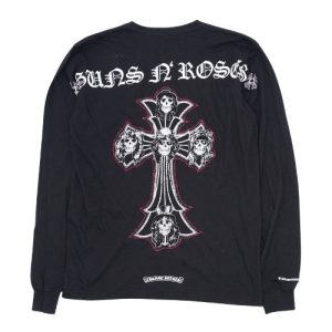Chrome Hearts Gun N Roses Black Cross Embroidery Logo Long Sleeve Tee