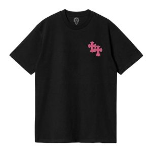 Chrome Hearts Holographic Pink Cross T Shirt Black