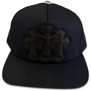 Chrome Hearts Triple Cross Leather Black Hat
