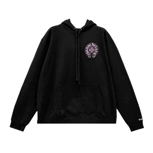 Chrome Hearts Pink Horseshoe Logo Black Hoodie Chrome Hearts Pink Horseshoe Logo Black Hoodie